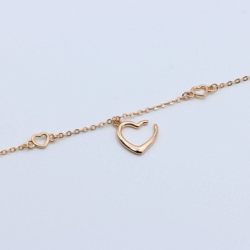 "Delicate Rose Gold Heart Chain Bracelet with 3D Center Charm, XPBL0881